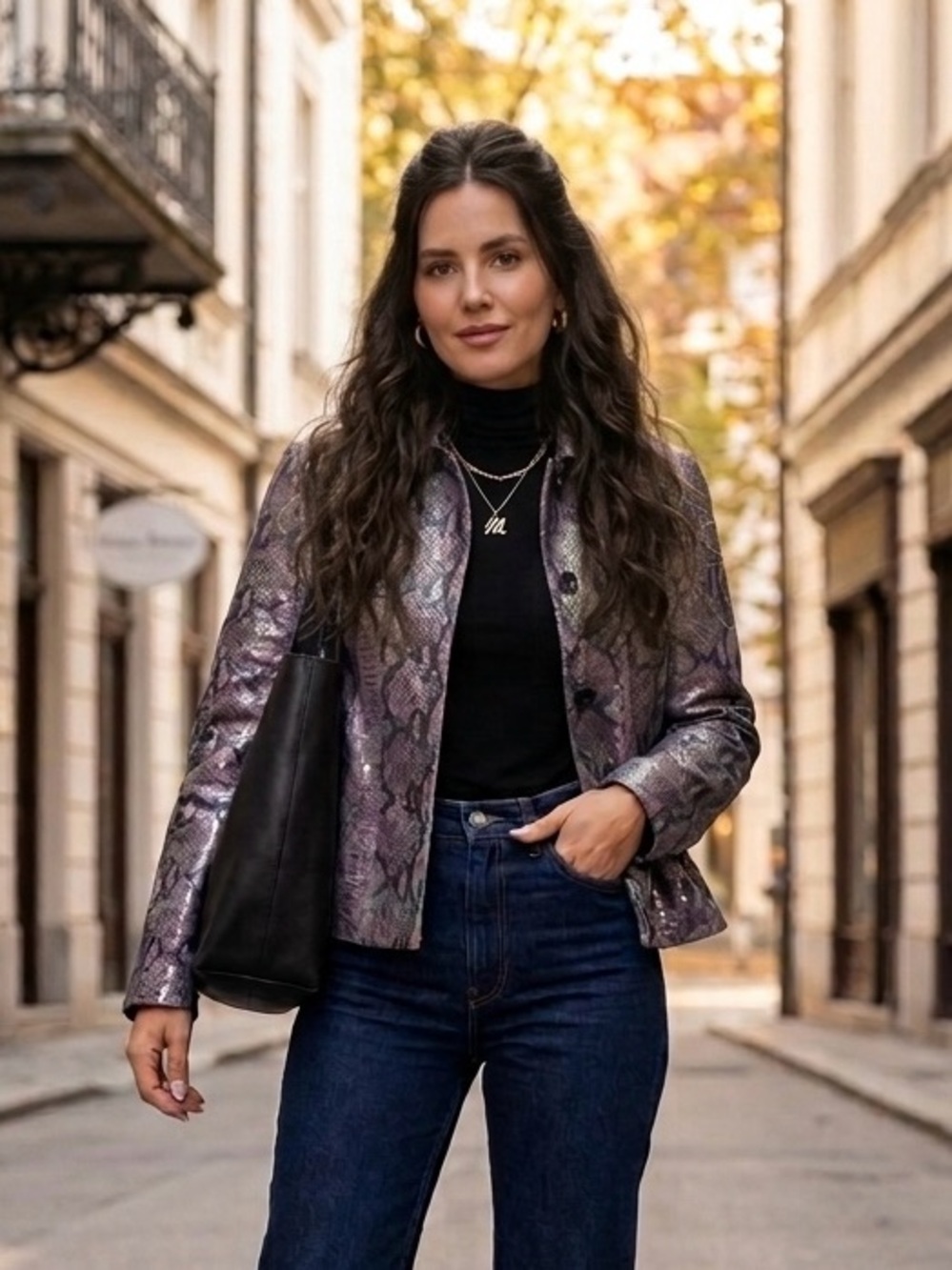 Vintage Mondi Iridescent Snakeskin Embossed Leather Jacket Size 36/S | RARE